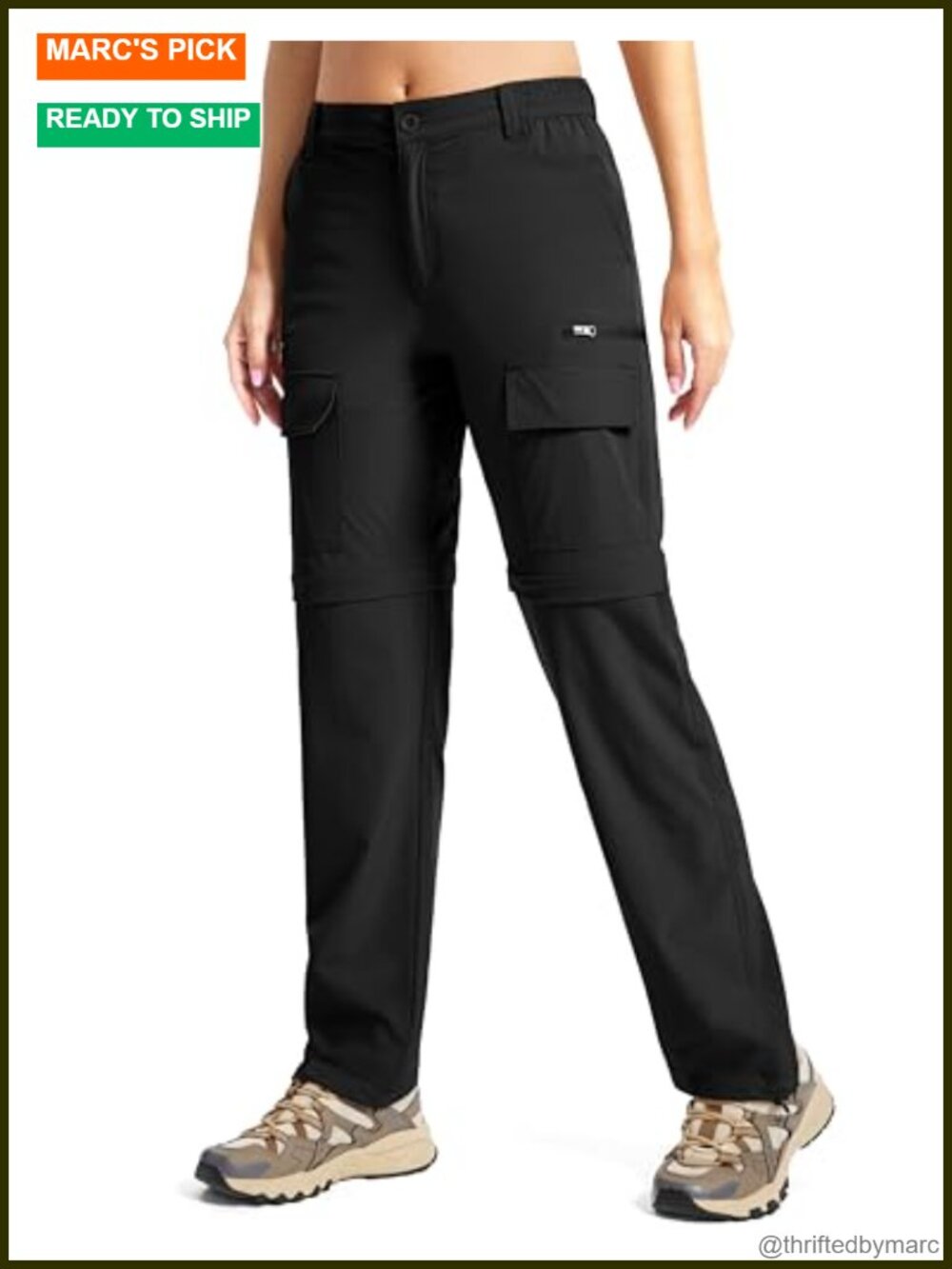 Women's Convertible Zip Off Cargo Hiking Pants 7 Pockets Nylon Spandex